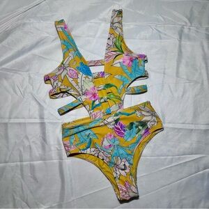 Size S: TiniBikini One-Piece Tropical Cutout Swimsuit